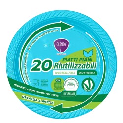 PIATTI PIANI RIUTILIZZABILI CELESTE 20PZ