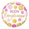 PALLONCINO 18" MYLAR BUON COMPLEANNO ROSA ORO