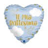 PALLONCINO 18" MYLAR CUORE CELESTE BATTESIMO BIMBO