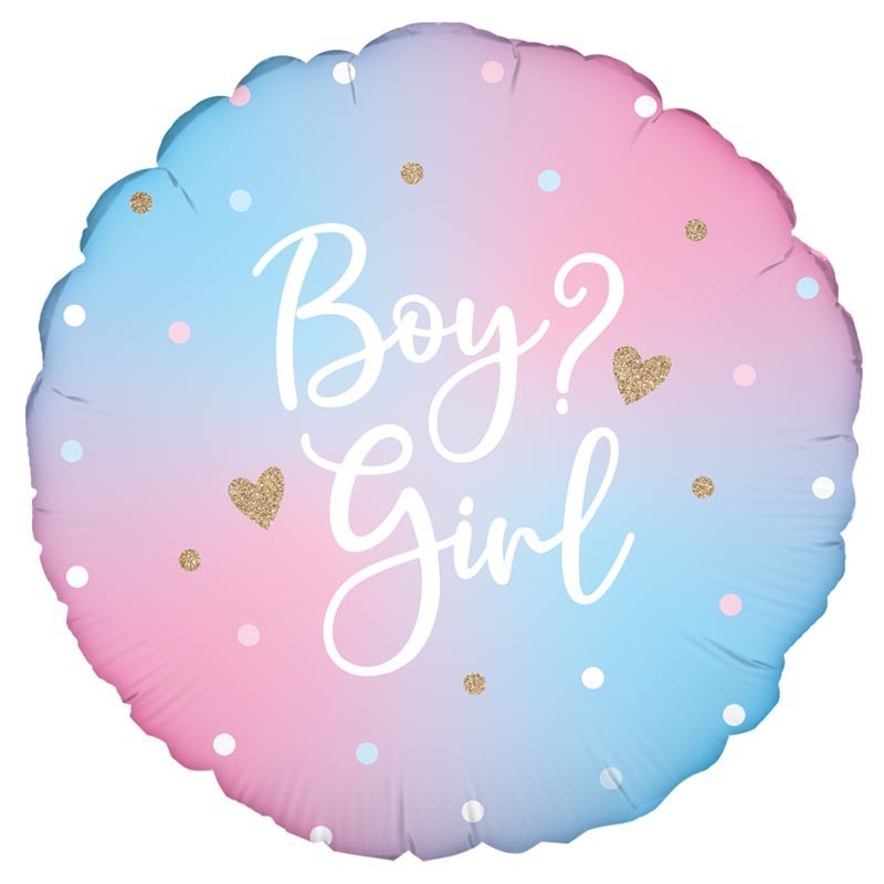 PALLONCINO 18"  MYLAR GENDER REVEAL "BOY OR GIRL?"