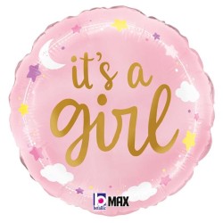 PALLONCINO 18" MYLAR NASCITA ROSA "IT'S A GIRL"